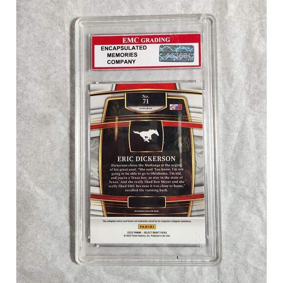 2022 Select Eric Dickerson Prism SMU #71 EMC Grading Gem Mint 10 - Picture 3 of 4